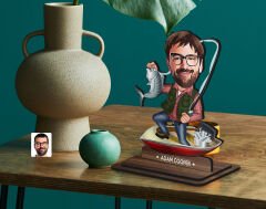 BK Gift Kişiye Özel Balıkçı Karikatürlü Ahşap Biblo-7 , Arkadaşa Hediye , Sevgiliye Hediye, Kişiye Özel Biblolar