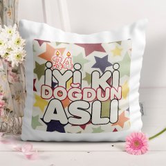 Kişiye Özel Doğum Günü Tasarımlı Dekoratif Beyaz Yastık - 4