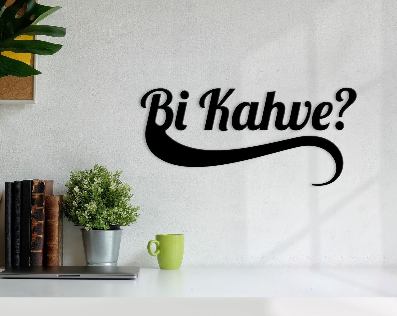 BK Home Bi Kahve Ahşap Duvar Yazısı-3