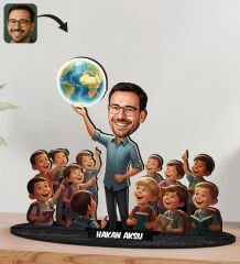 BK Gift Kişiye Özel Erkek Öğretmen Tasarımlı Karikatür Biblo -5, Öğretmene Hediye, Öğretmenler Günü Hediyesi