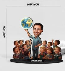 BK Gift Kişiye Özel Erkek Öğretmen Tasarımlı Karikatür Biblo -5, Öğretmene Hediye, Öğretmenler Günü Hediyesi
