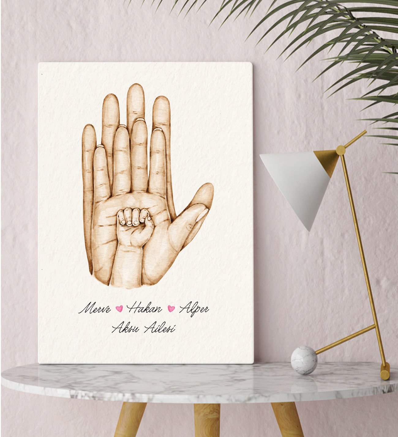 BK Gift Kişiye Özel El Ele Tutuşan Aile Tasarımlı Renkli Kanvas Tablo-5 30x50, Anneye Hediye, Aile Hediyesi