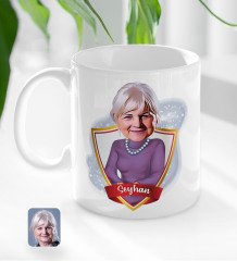 Kişiye Özel İsimli Büyükanne Karikatürlü Beyaz Kupa Bardak-1