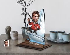 BK Gift Kişiye Özel Balıkçı Karikatürlü Ahşap Biblo-8 , Arkadaşa Hediye , Sevgiliye Hediye, Kişiye Özel Biblolar