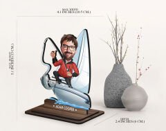 BK Gift Kişiye Özel Balıkçı Karikatürlü Ahşap Biblo-8 , Arkadaşa Hediye , Sevgiliye Hediye, Kişiye Özel Biblolar
