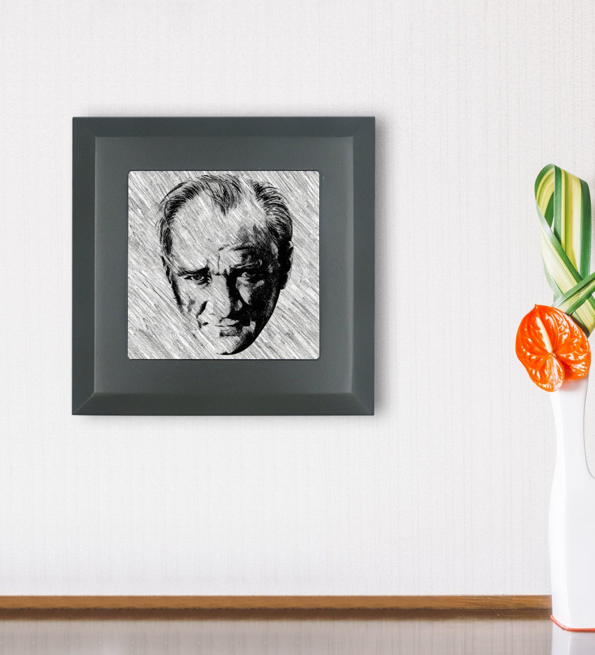 BK Gift Atatürk Tasarımlı Ahşap Çerçeveli Taş Duvar Dekoru-40