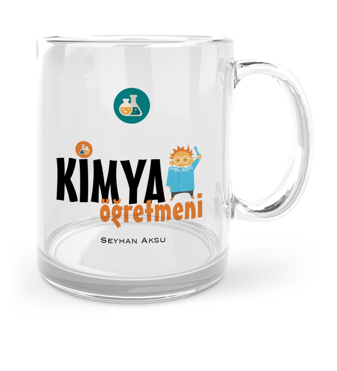 Kişiye Özel Kimya Öğretmeni Cam Kupa Bardak
