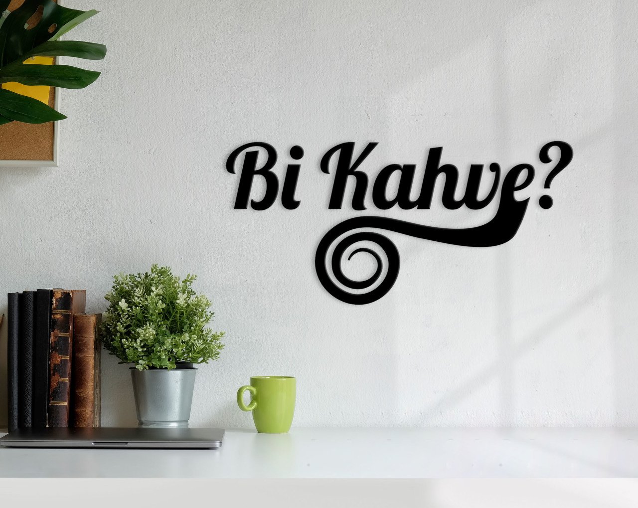 BK Home Bi Kahve Ahşap Duvar Yazısı-4