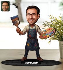 BK Gift Kişiye Özel Erkek Öğretmen Tasarımlı Karikatür Biblo -6, Öğretmene Hediye, Öğretmenler Günü Hediyesi