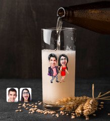 Kişiye Özel Sevgililer Karikatürlü Renkli Baskılı Hiball Bira Bardağı-4