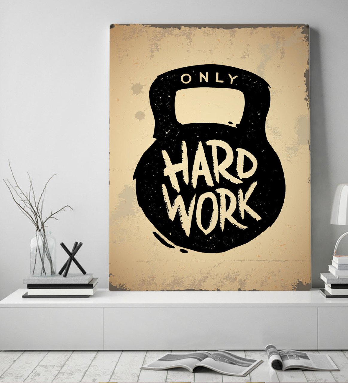 BK Gift Work Hard Tasarımlı Kanvas Tablo 50x70cm-1