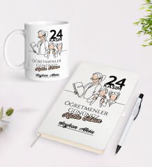 BK Gift Kişiye Özel İsimli Öğretmenler Günü Tasarımlı Defter Kalem Kupa Hediye Seti - 17, Öğretmene Hediye, Öğretmenler Günü