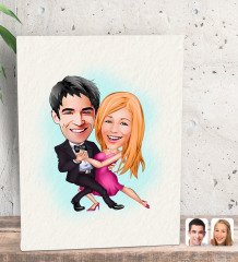 Kişiye Özel Sevgililer Karikatürlü Dekoratif Mini Kanvas Tablo 15x20cm-13