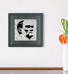 BK Gift Atatürk Tasarımlı Ahşap Çerçeveli Taş Duvar Dekoru-44