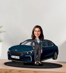 BK Gift Kişiye Özel Kadın Gemlik Renk Togg Karikatür Biblo -1, Arkadaşa Hediye, Araba Hediyesi