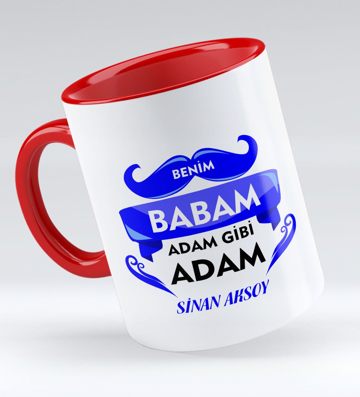 Kişiye Özel Benim Babam Adam Gibi Adam Tasarımlı Kırmızı Kupa Bardak - Model 1