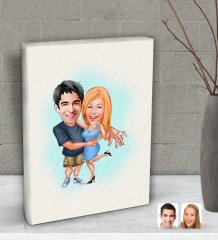 Kişiye Özel Sevgililer Karikatürlü Dekoratif Mini Kanvas Tablo 15x20cm-14