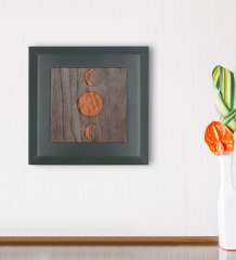 BK Gift Ay Tasarımlı Ahşap Çerçeveli Taş Duvar Dekoru-1