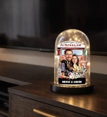 BK Gift Kişiye Özel Sevgiliye Karikatürlü Led Işıklı Cam Fanus Biblo -7, Romantik Hediye, Ev Hediyesi, Sevgiliye Hediye