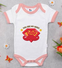 BK Kids My Hero Dad Tasarımlı Pembe Bebek Body Zıbın-1