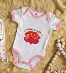 BK Kids My Hero Dad Tasarımlı Pembe Bebek Body Zıbın-1
