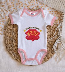 BK Kids My Hero Dad Tasarımlı Pembe Bebek Body Zıbın-1