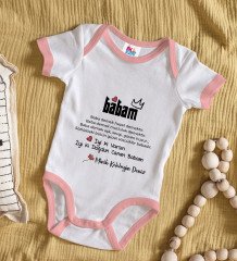 BK Kids Kişiye Özel Pembe Bebek Body Zıbın - Model 63