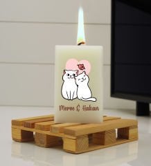 BK Gift Kişiye Özel Sevimli Çift Tasarımlı DTF Dikdörtgen Blok Mum-2, Sevgiliye Hediye, Arkadaşa Hediye, Doğum Günü Hediyesi, Ev Hediyesi