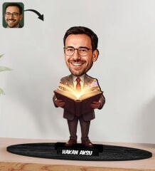 BK Gift Kişiye Özel Erkek Öğretmen Tasarımlı Karikatür Biblo -9, Öğretmene Hediye, Öğretmenler Günü Hediyesi