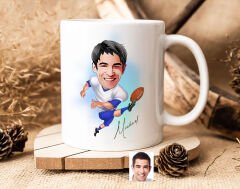 Bk Gift Kişiye Özel Amerikan Futbolcusu Karikatürlü Beyaz Kupa Bardak-10, Sevgiliye Hediye, Arkadaşa Hediye