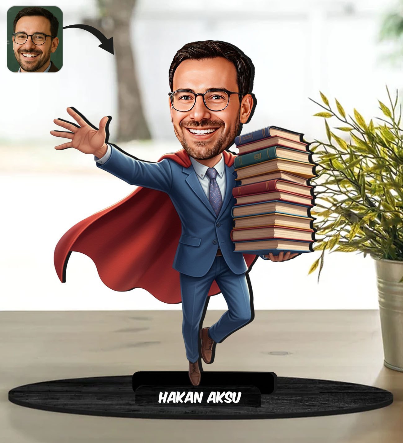 BK Gift Kişiye Özel Erkek Öğretmen Tasarımlı Karikatür Biblo -10, Öğretmene Hediye, Öğretmenler Günü Hediyesi