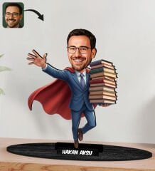 BK Gift Kişiye Özel Erkek Öğretmen Tasarımlı Karikatür Biblo -10, Öğretmene Hediye, Öğretmenler Günü Hediyesi