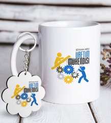 Kişiye Özel Mesleki Üretim Mühendisi Beyaz Kupa ve Anahtarlık Hediye Seti-2