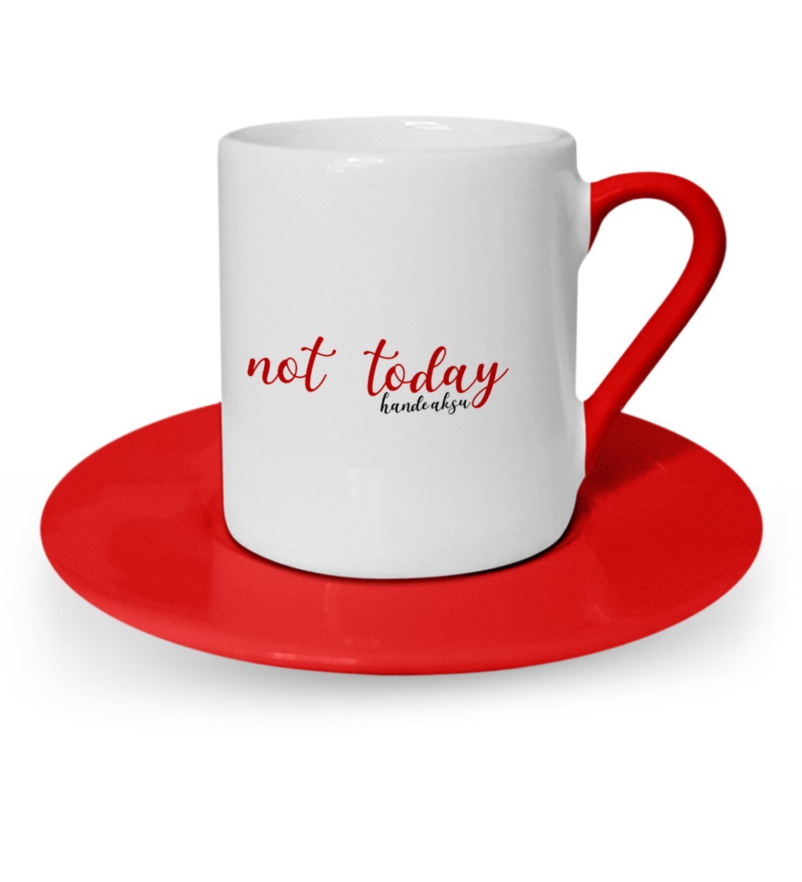 Kişiye Özel Not Today Tasarımlı Kırmızı Türk Kahvesi Fincanı - 1