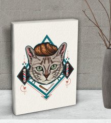BK Gift Berber Kedi Tasarımlı Dekoratif Mini Kanvas Tablo 15x20cm-1