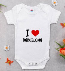 BK Kids I Love Barcelona Tasarımlı Bebek Body Zıbın - Model 1