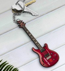 Kişiye Özel İsimli Elektro Gitar Enstrüman Ahşap Anahtarlık-8