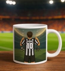 BK Gift Kişiye Özel Siyah-Beyaz Forma Tasarımlı Siyah Kupa Bardak, Arkadaşa Hediye, Sevgiliye Hediye, Taraftar Hediyesi