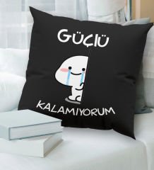 BK Gift Esprili Premium Kumaş Siyah Kırlent Yastık, Ev Hediyesi, Ev Dekorasyonu, Dekoratif Hediye-2