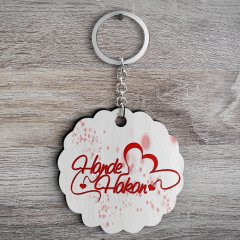 Kişiye Özel Sevgililer Günü Tasarımlı Ahşap Anahtarlık - 13