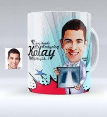 Kişiye Özel Bay Radyoloji Uzmanı Karikatürlü Beyaz Kupa Bardak - 1