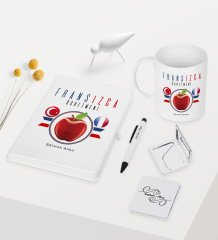 Kişiye Özel Fransızca Öğretmeni Temalı Beyaz Defter Kalem Kupa Ayna Seti - 2