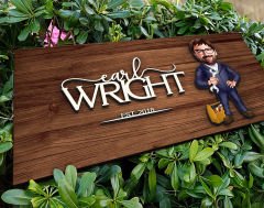 BK Gift Kişiye Özel Tamirci Karikatürlü Kabartma Figürlü Ahşap Tablo, Duvar Dekoru, Arkadaşa Hediye, Özel Tasarım Ev Hediyesi-1