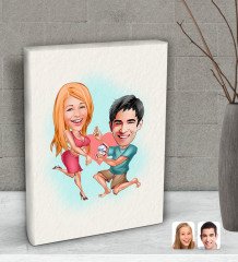 Kişiye Özel Sevgililer Karikatürlü Dekoratif Mini Kanvas Tablo 15x20cm-19