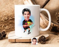 Bk Gift Kişiye Özel Amerikan Futbolcusu Karikatürlü Beyaz Kupa Bardak-14, Sevgiliye Hediye, Arkadaşa Hediye