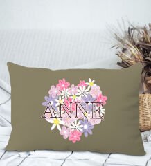 BK Gift Anneler Günü Tasarımlı Premium Kumaş Haki Dikdörtgen Kırlent Yastık, Anneler Günü Hediyesi, Ev Dekorasyonu-3