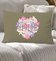 BK Gift Anneler Günü Tasarımlı Premium Kumaş Haki Dikdörtgen Kırlent Yastık, Anneler Günü Hediyesi, Ev Dekorasyonu-3