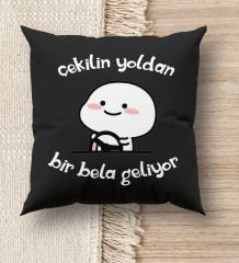 BK Gift Esprili Premium Kumaş Siyah Kırlent Yastık, Ev Hediyesi, Ev Dekorasyonu, Dekoratif Hediye-4