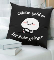 BK Gift Esprili Premium Kumaş Siyah Kırlent Yastık, Ev Hediyesi, Ev Dekorasyonu, Dekoratif Hediye-4