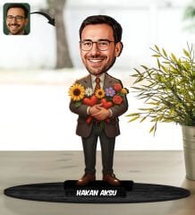 BK Gift Kişiye Özel Erkek Öğretmen Tasarımlı Karikatür Biblo -14, Öğretmene Hediye, Öğretmenler Günü Hediyesi